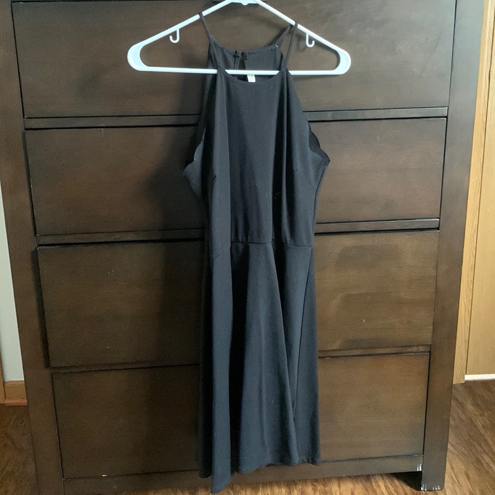 Black High Neck Mini Dress